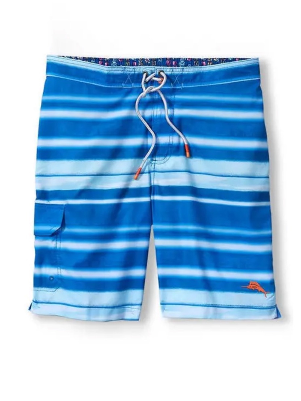 🌻NEW w/tag Tommy Bahama Baja Striped Shores Board Shorts Blue Sailfish Size L
